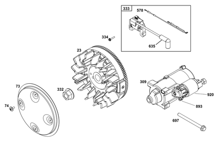 Flywheel/Ignition/Starter Group Diagram and Parts List for 305447-0341-G1 200000 - 399999 Briggs and Stratton Engine
